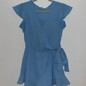 Blue Short Sleeve Romper